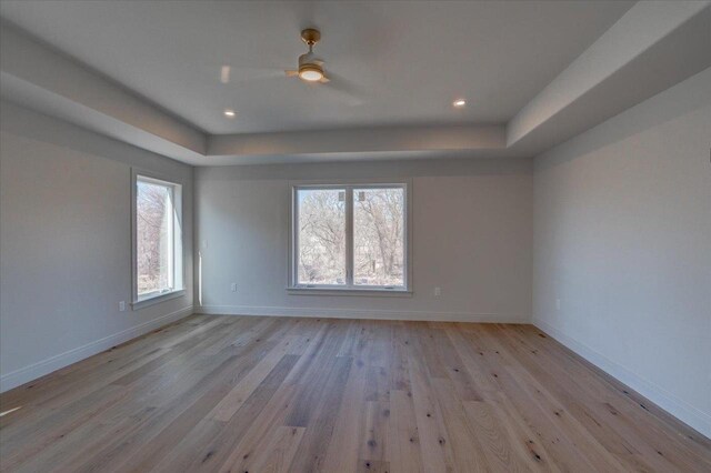1438 Greenleaf Ct, Sun Prairie, WI 53590 - empty room with a tray ceiling, light wood-type flooring, and a healthy amount of sunlight