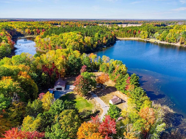 bird's eye view featuring a water view