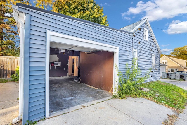 view of garage