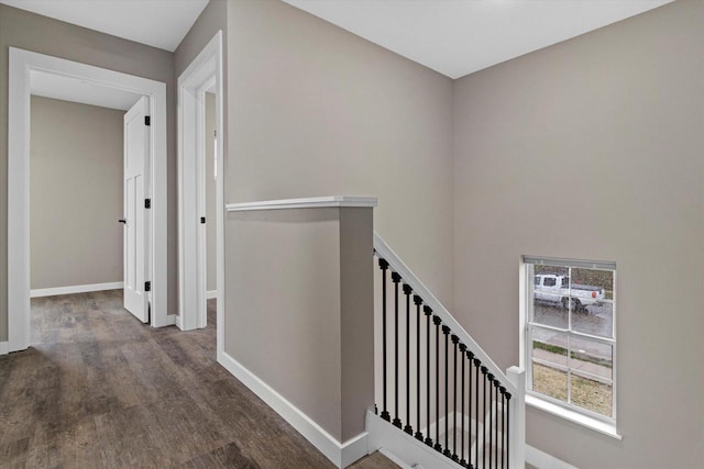 hallway featuring dark hardwood / wood-style flooring