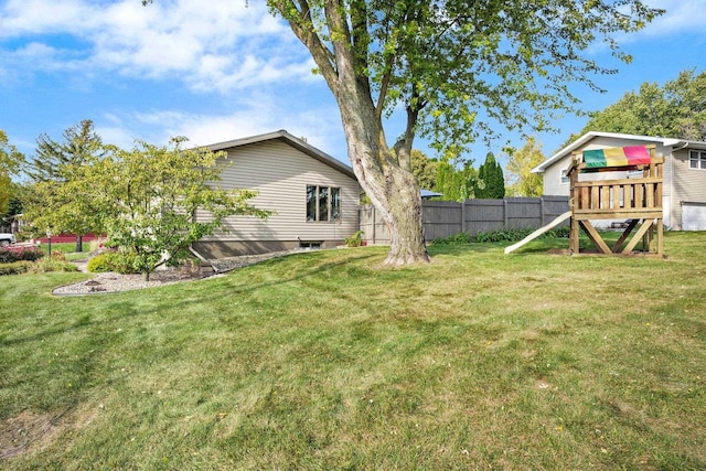 view of yard with a playground