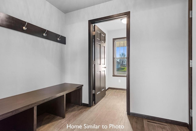 mudroom featuring light hardwood / wood-style floors