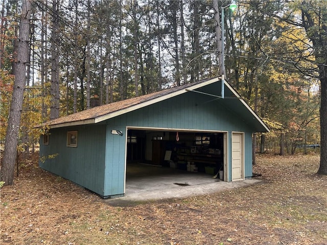 garage with wooden walls