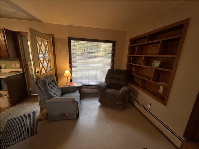 sitting room with baseboard heating