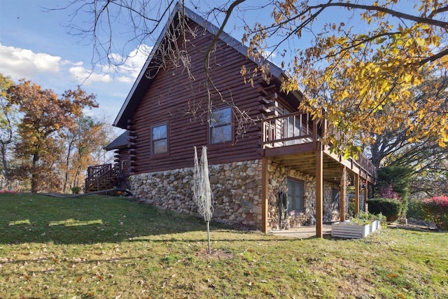 view of home's exterior featuring a lawn