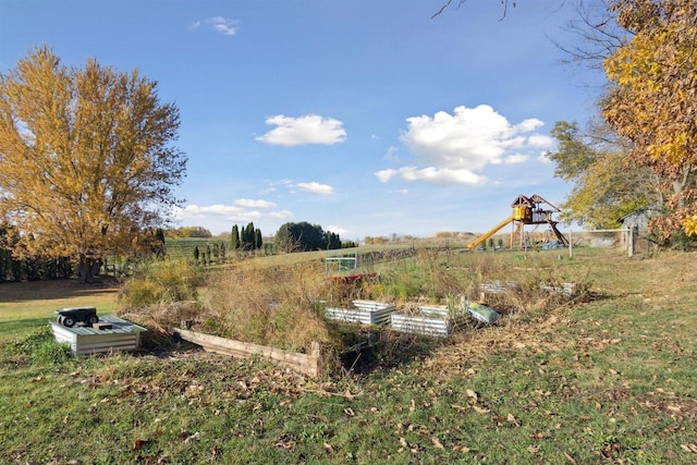 view of yard featuring a playground