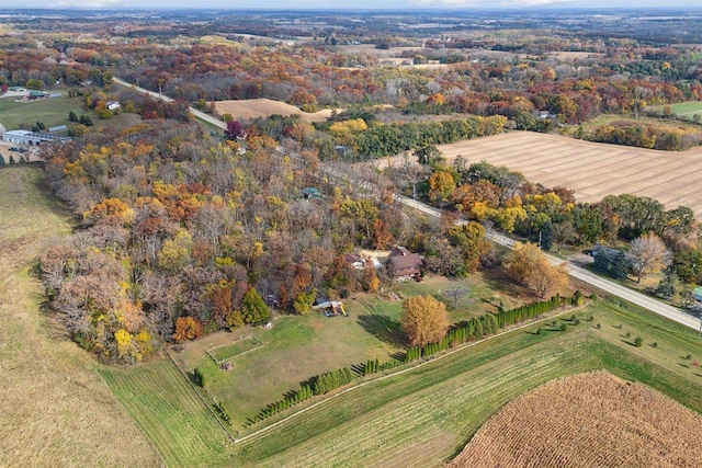 bird's eye view with a rural view