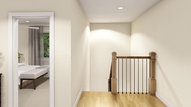 corridor featuring light wood-type flooring