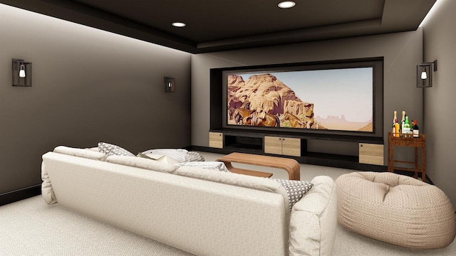 view of carpeted home theater room