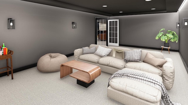 living room featuring carpet flooring