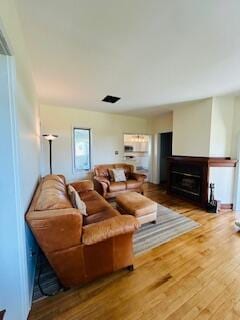 living room with hardwood / wood-style flooring