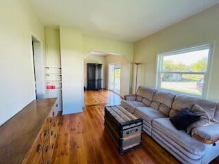 living room with hardwood / wood-style flooring