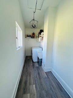 corridor featuring dark hardwood / wood-style flooring