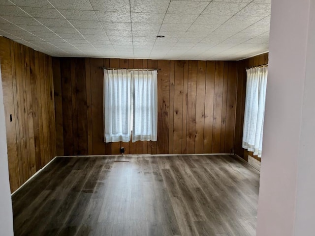 N8709 5th Ave, Camp Douglas, WI 54618 - empty room featuring wood finished floors, plenty of natural light, wooden walls, and baseboards