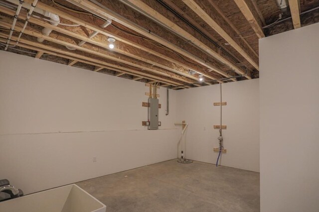 1003 E 10th St, Merrill, WI 54452 - unfinished below grade area with electric panel and a sink
