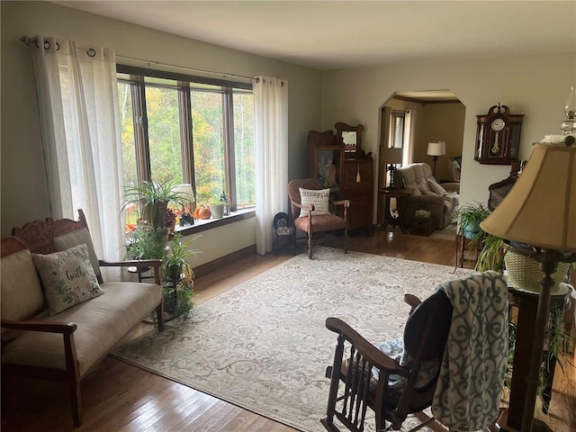 sitting room featuring hardwood / wood-style floors