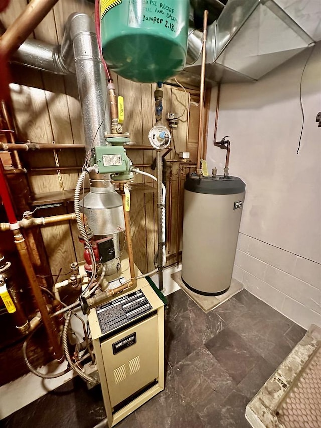 utility room with gas water heater