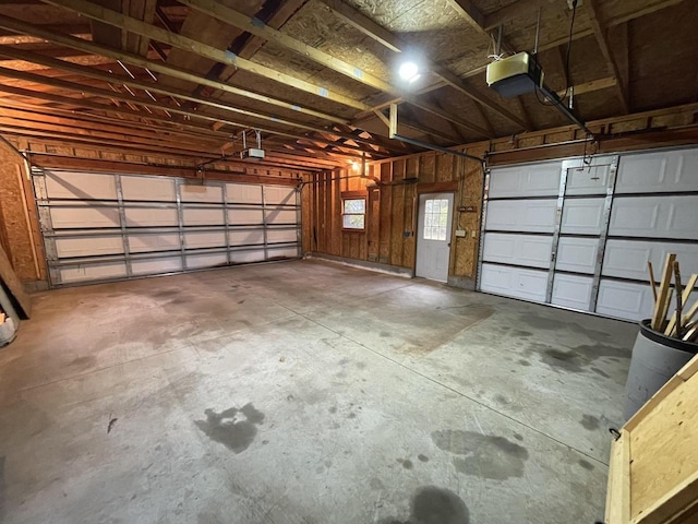 garage with a garage door opener