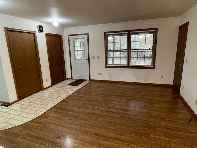 foyer entrance featuring wood-type flooring