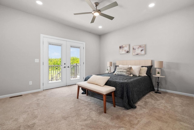 2352 Lonnie Ct, Sun Prairie, WI 53590 - bedroom with french doors, access to outside, carpet flooring, baseboards, and recessed lighting