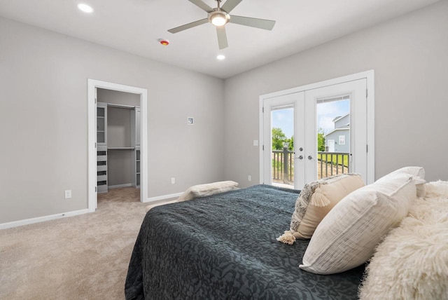 2352 Lonnie Ct, Sun Prairie, WI 53590 - bedroom featuring french doors, access to exterior, carpet floors, baseboards, and a spacious closet