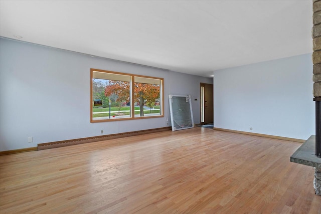 unfurnished living room featuring light hardwood / wood-style floors