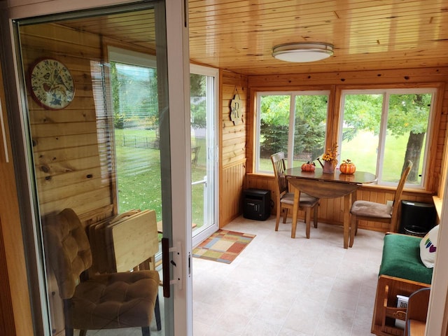 sunroom / solarium with wood ceiling