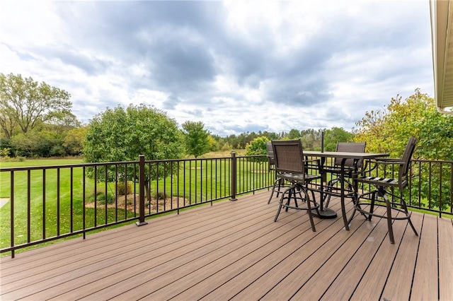 deck featuring a yard