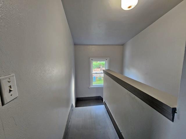 hallway with hardwood / wood-style floors