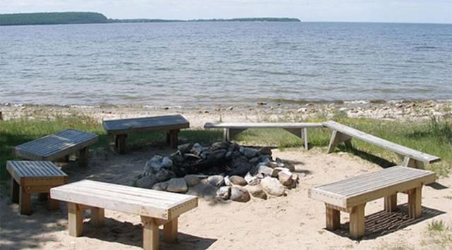 property view of water with a beach view