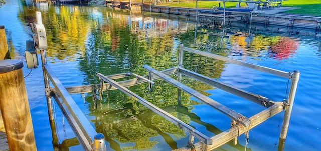 dock area with a water view