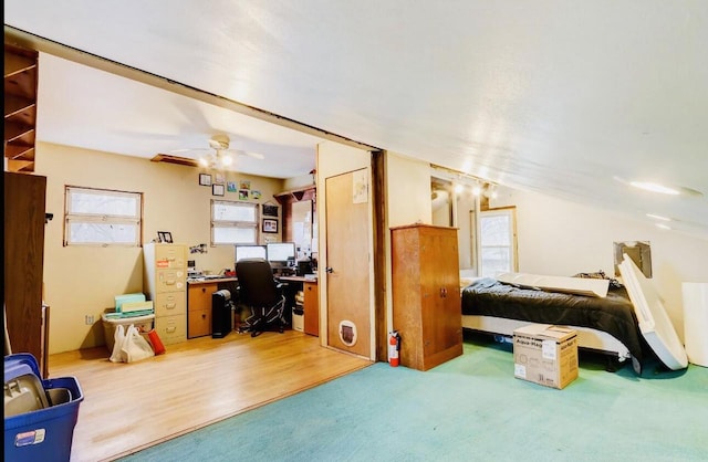 bedroom featuring ceiling fan and wood-type flooring