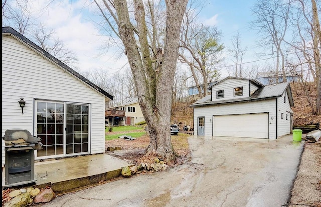 exterior space with a garage