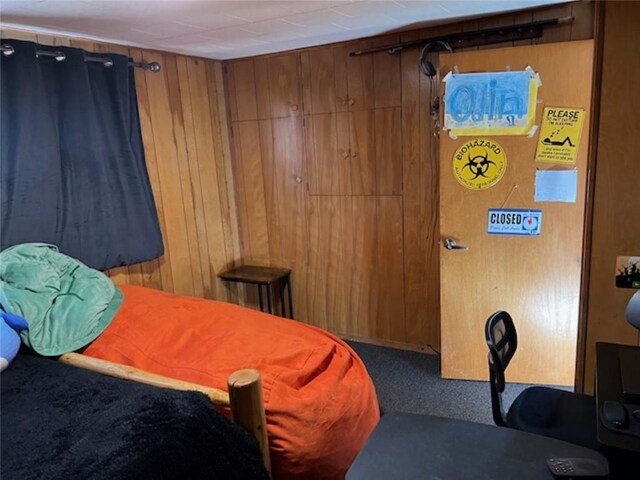 345 Old County D, Shell Lake, WI 54871 - bedroom with wooden walls and carpet