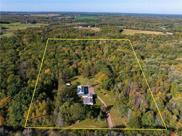 345 Old County D, Shell Lake, WI 54871 - birds eye view of property featuring a wooded view