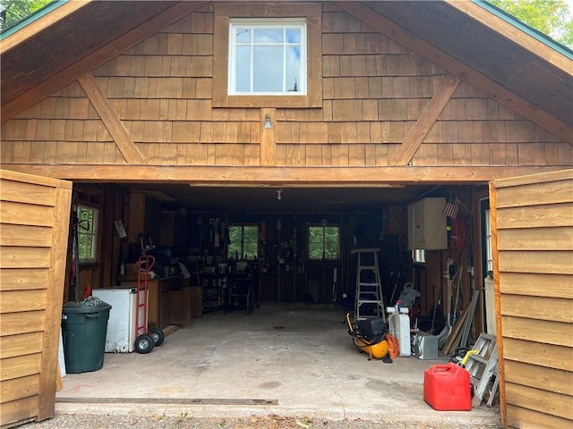 view of garage