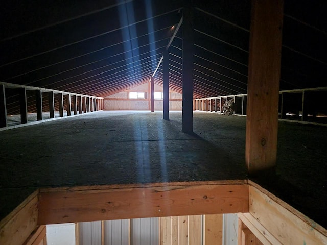 view of unfinished attic