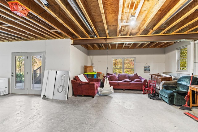 basement with a healthy amount of sunlight