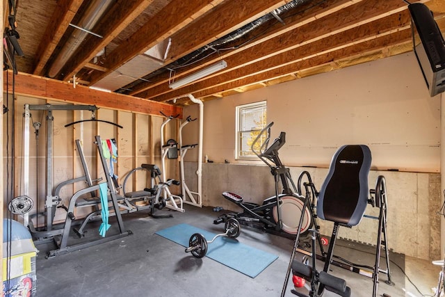 exercise area with concrete floors