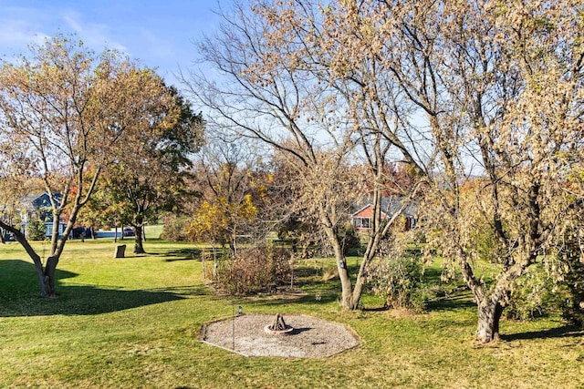 view of yard featuring a fire pit