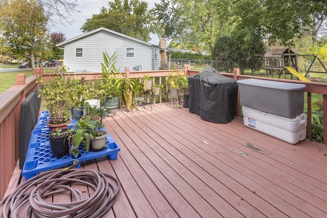 deck featuring a playground