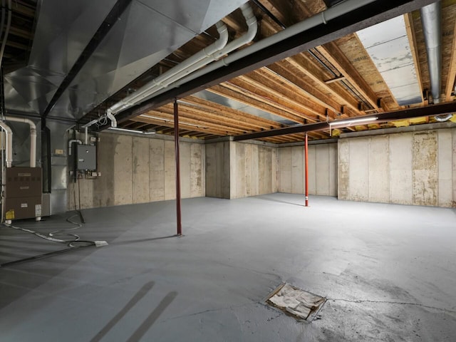 basement featuring heating unit