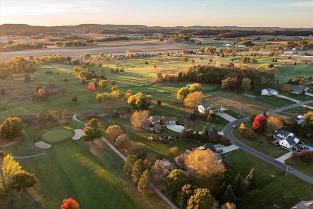 aerial view at dusk with a rural view