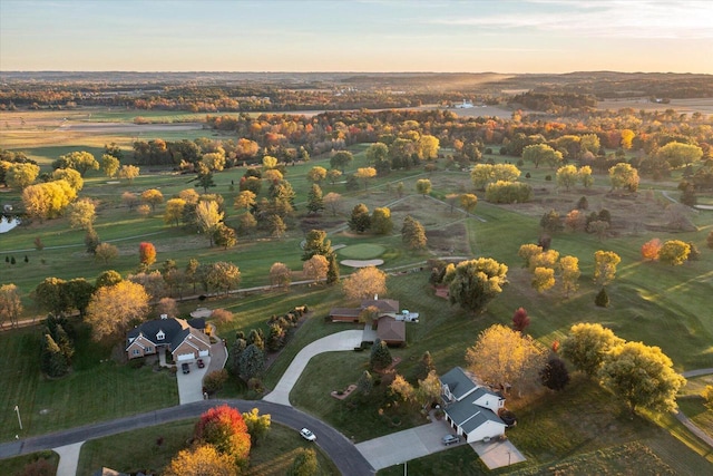 aerial view at dusk with a rural view