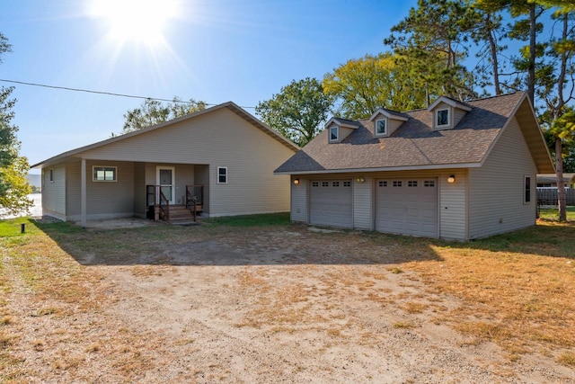 exterior space with a garage