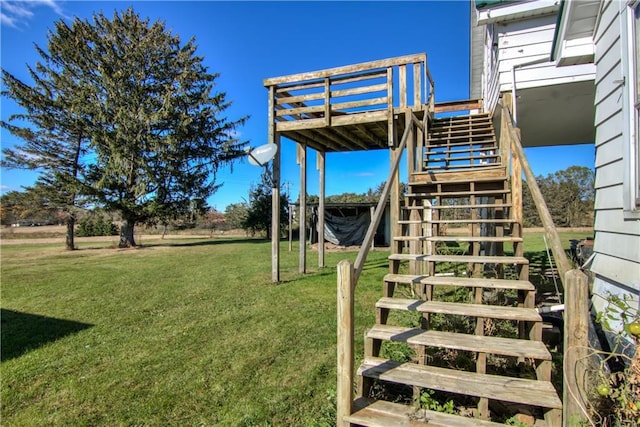 view of yard featuring stairs