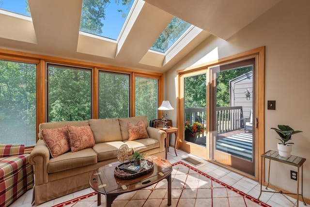 sunroom / solarium with lofted ceiling and a wealth of natural light