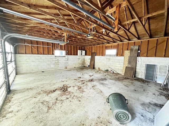 garage with a garage door opener