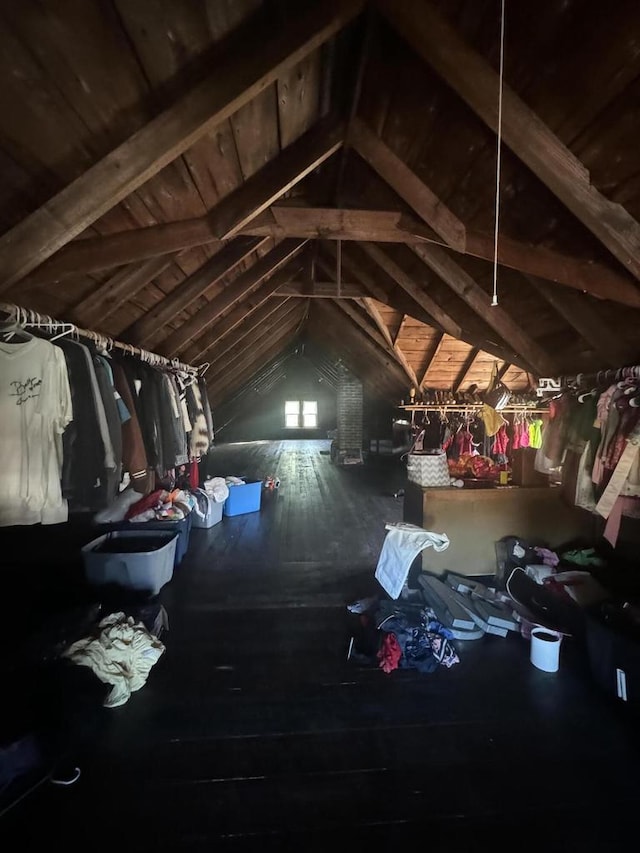 view of unfinished attic