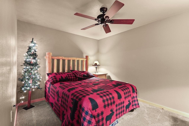 bedroom featuring carpet and ceiling fan